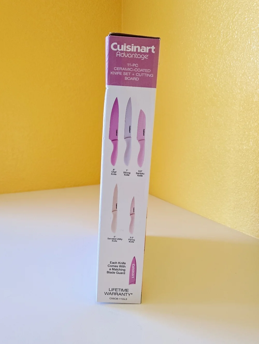 Cuisinart Advantage 11-Piece Ceramic-Coated Pastel Knife Set with Cutting Board